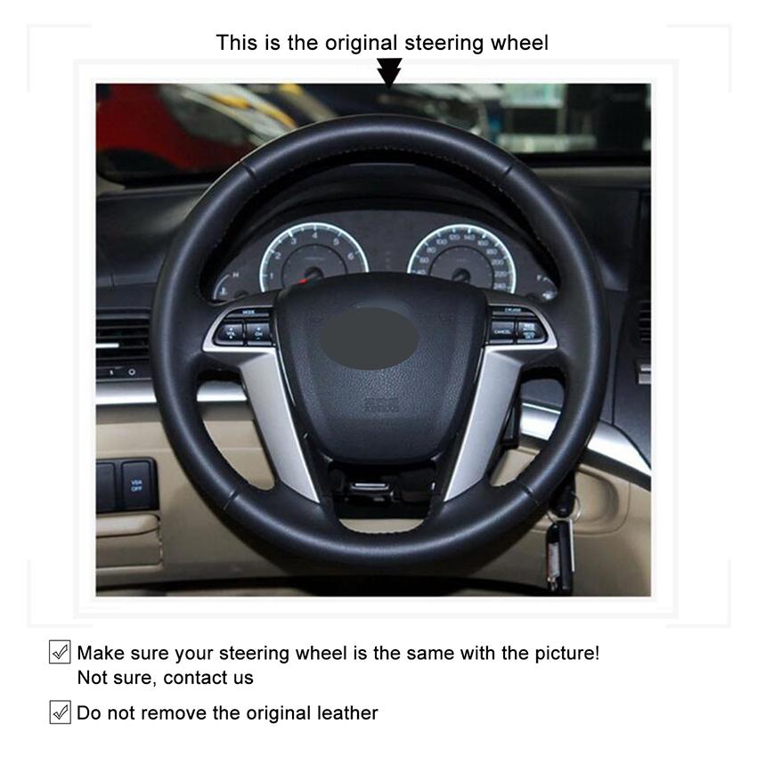 Изображение товара: Сшитая вручную черная искусственная кожа, противоскользящая чехол рулевого колеса автомобиля для Honda Accord 8 2008-2012 Odyssey 2011-2017 Crossto