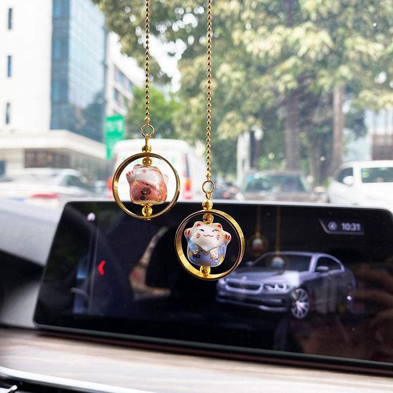 Изображение товара: Автомобильные аксессуары Lucky Cat, Керамическая подвеска на зеркало заднего вида автомобиля, статуэтка-подвеска