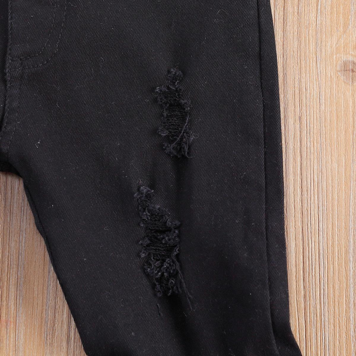 Изображение товара: 2020 Осень Весна Лето Одежда для маленьких девочек Детские однотонные расклешенные длинные штаны с оборками модные рваные брюки для девочек От 2 до 7 лет