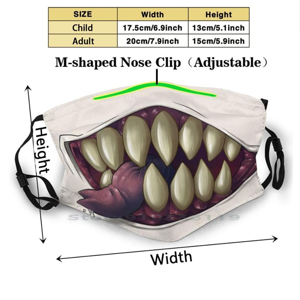 Изображение товара: Многоразовая маска для рта Chompers Pm2.5, с фильтром, «сделай сам», для детей, для эмо-сцены, пушистая, пушистая, смешная, страшная, в темноте, 90S