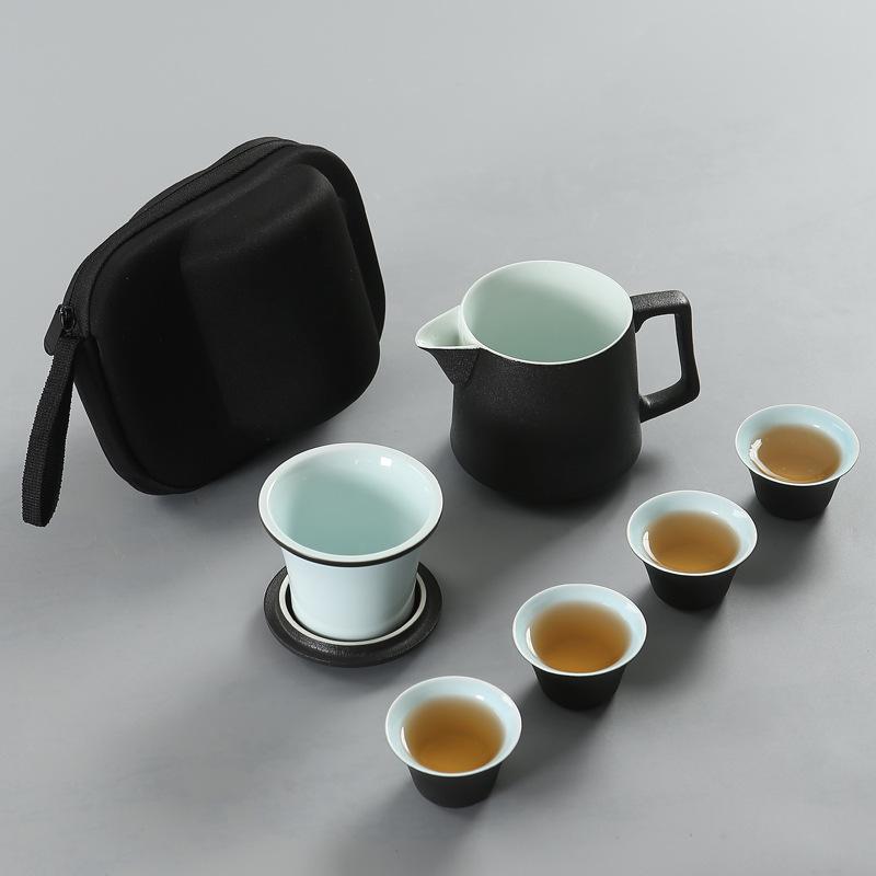 Изображение товара: Чашка керамическая Портативная Черная, на 1 горшок, четыре чашки, для путешествий, с керамическим фильтром, деловые подарки