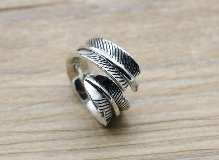 Изображение товара: Оригинальное кольцо из тайского серебра с бирюзой, индеец перья, кольцо из стерлингового серебра S925, ювелирные изделия для влюбленных