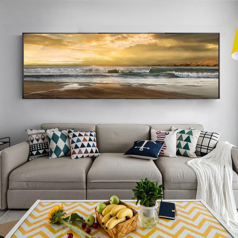 Изображение товара: Плакаты и принты с абстрактным пейзажем, на холсте, с волнами и изображением пляжа, для гостиной, для домашнего декора, без рамки