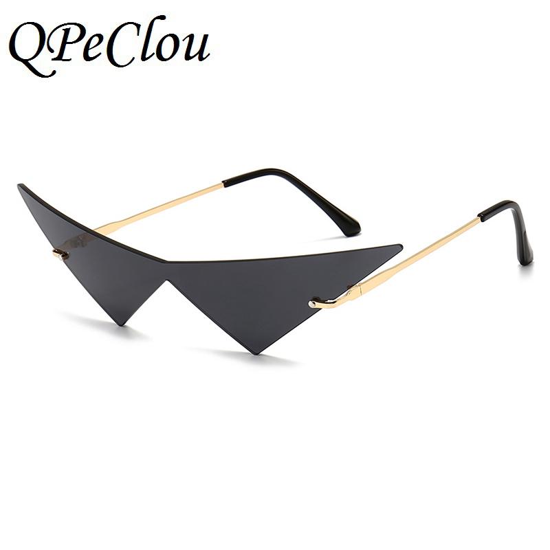 Изображение товара: Мужские и женские сверхбольшие солнцезащитные очки QPeClou, цельные яркие очки без оправы, 2020, треугольные солнечные очки