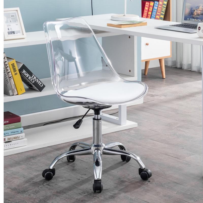 Изображение товара: Компьютерное кресло в скандинавском стиле, вращающийся подъемный стул для дома и маленькой квартиры, простой прозрачный стул для учебы и офиса