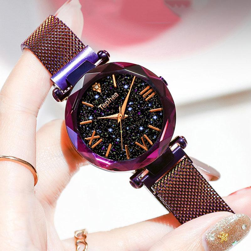Изображение товара: Часы женские кварцевые с магнитной застежкой, люксовые модные наручные, с изображением звёздного неба