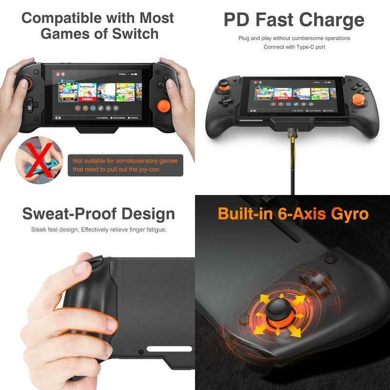 Изображение товара: 6-Axis с двойным мотором ручка геймпад быстрой зарядки PD эргономичный джойстик Pro для Nintendo Switch ручной