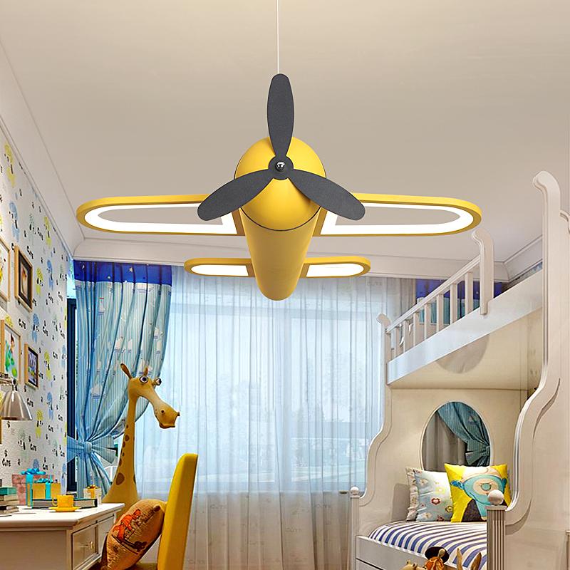 Изображение товара: Люстра для детской комнаты, Современное украшение в виде желтого и синего самолета для детской комнаты, подарок на Рождество
