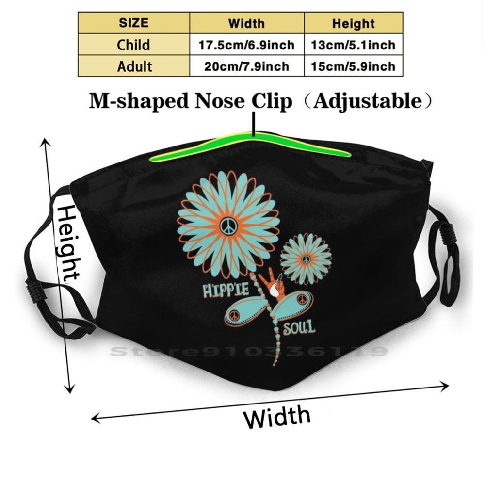 Изображение товара: Хиппи душа знак мира в богемном стиле праздничное платье с цветочным узором с цветочным рисунком для взрослых и детей моющиеся смешное лицо маска с фильтром знак мира Hippie Peace