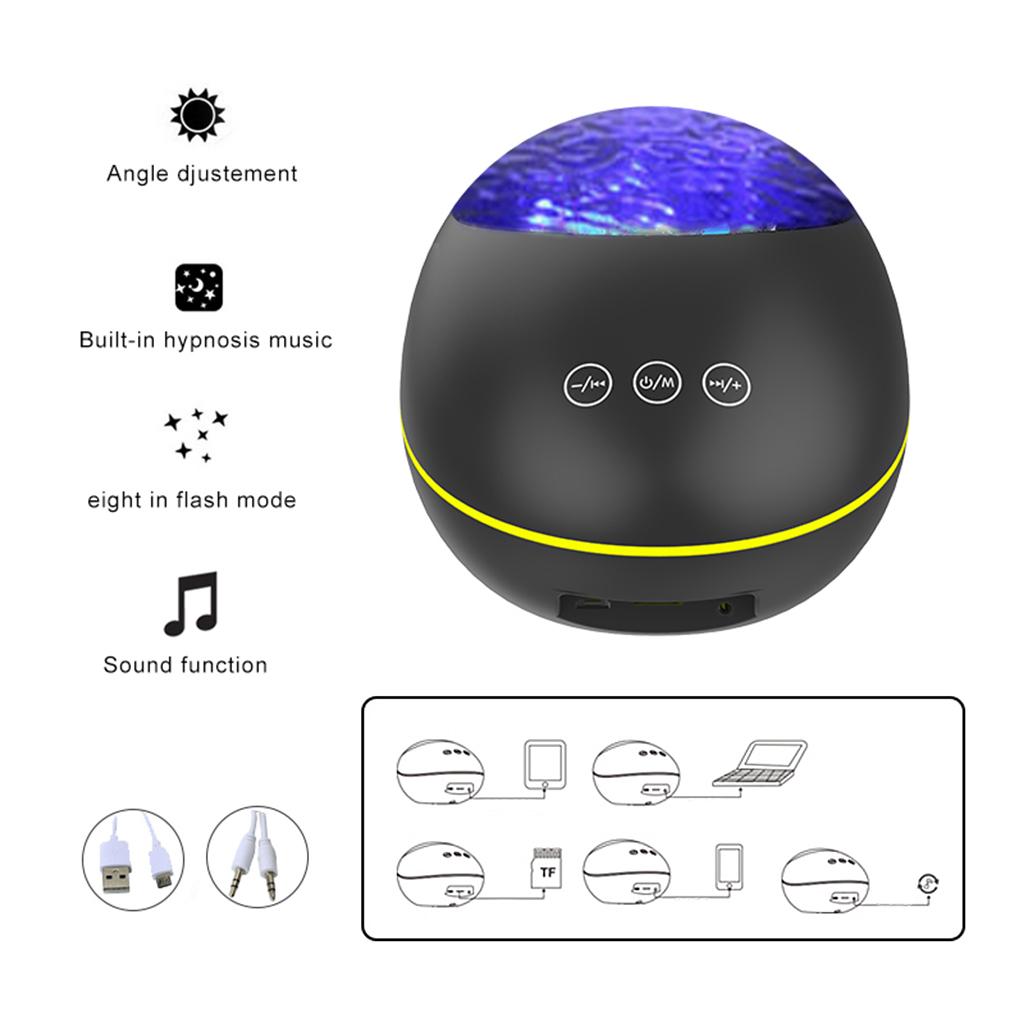 Изображение товара: 3 Вт Светодиодный светильник с дистанционным управлением и проекцией камня океана для вечерние лампы с Bluetooth динамиком