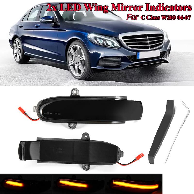 Изображение товара: Автомобильный Динамический светодиодный светильник с поворотным сигналом, зеркальный светильник заднего вида, индикатор Blinker для Mercedes C Class W203 T-Modell S203