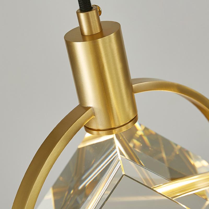 Изображение товара: Медный светодиодный подвесной светильник, модный роскошный светильник с прозрачными кристаллами для украшения отеля, дома, креативный светильник в скандинавском стиле
