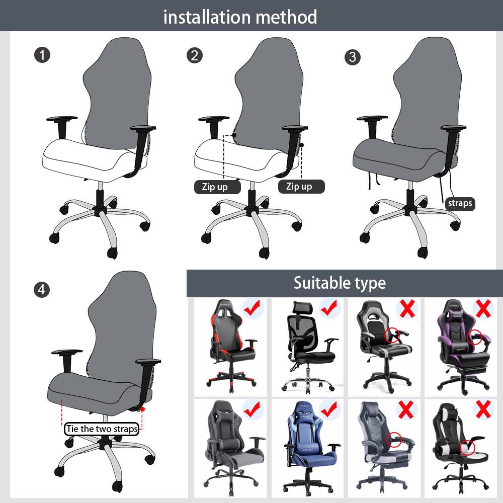 Изображение товара: Мягкий жаккардовый однотонный чехол для игрового стула, компьютерное эластичное кресло, чехлы для сидений, чехлы для стула, растягивающийся вращающийся подъемник