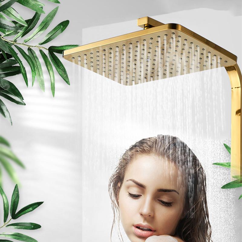 Изображение товара: Набор для душа для ванной комнаты HUNNISE, насадка для душа, Золотая цифровая система для душа, латунный Смеситель для ванны, термостатический набор для душа