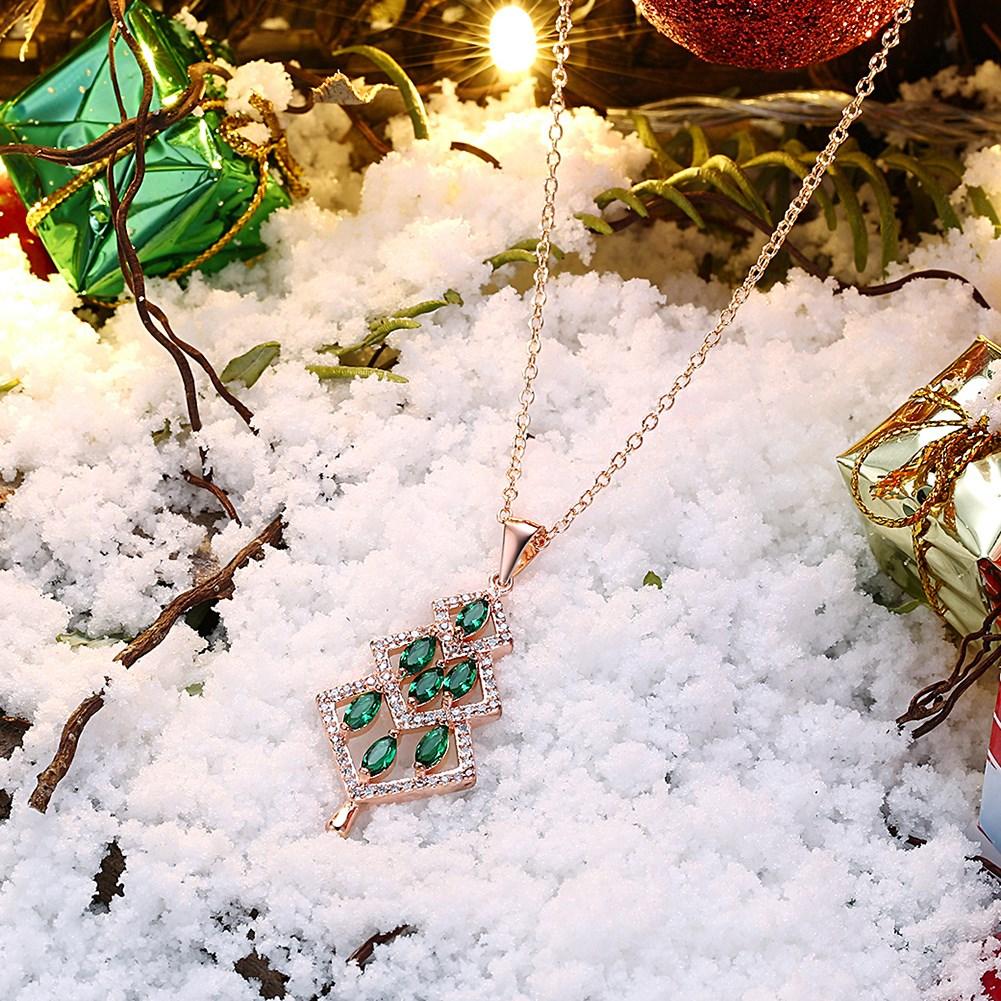 Изображение товара: Украшенное женское модное ожерелье Yinali, рождественское ожерелье из зеленого циркония, 18 дюймов, двухцветное, модные взрывы