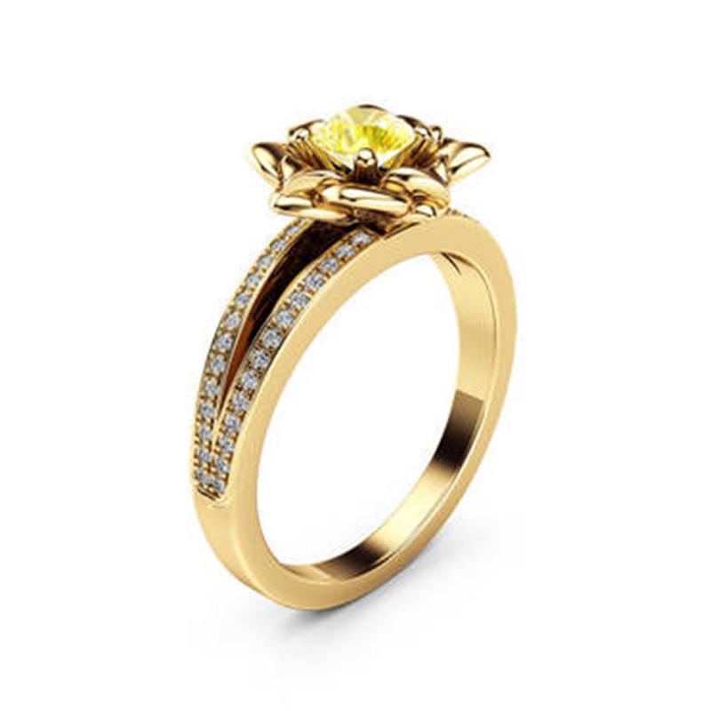 Изображение товара: Milangirl цветок Форма огненный опал кольца для женщин обручальное кольцо очаровательный Циркон заполненное кольцо обручальное кольцо