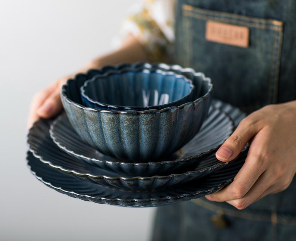 Изображение товара: LingAo креативная керамическая посуда тарелка Посуда Чаша для супа чашка для кофе печь для обжига глазури серия хризантем посуда