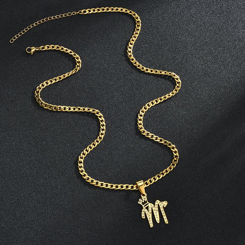 Изображение товара: Индивидуальное золотое ожерелье с 26 буквами, колье из нержавеющей стали с цирконом в форме сердца диаметром 3 мм, индивидуальные ожерелья для женщин и девушек, ювелирные изделия в подарок