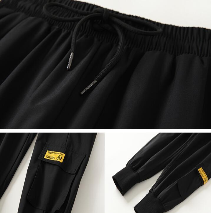 Изображение товара: Брюки женские черные свободные, штаны с завышенной талией, Свободные Комбинезоны, штаны для бега, джоггеры на осень