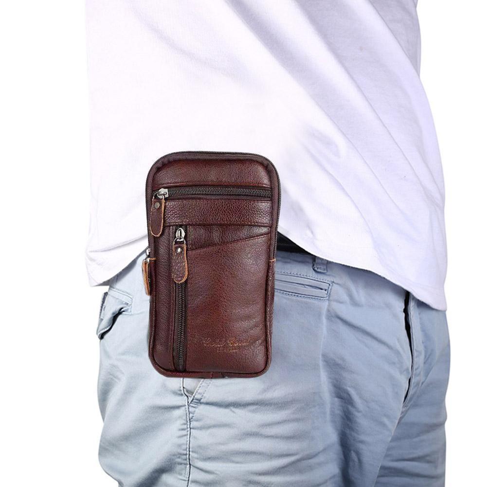 Изображение товара: Многофункциональная Мужская поясная сумка на одно плечо, диагональная сумка на молнии с защитой от кражи, кошелек из искусственной кожи, мобильный телефон упаковок, кожаная сумка с ремнем