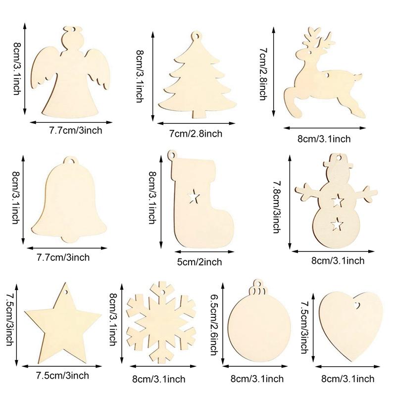 Изображение товара: 10/12 шт DIY Деревянные Подвески Рождественские елочные украшения Рождественские украшения для дома 2020 Navidad Рождественские подарки Новогодние 2021