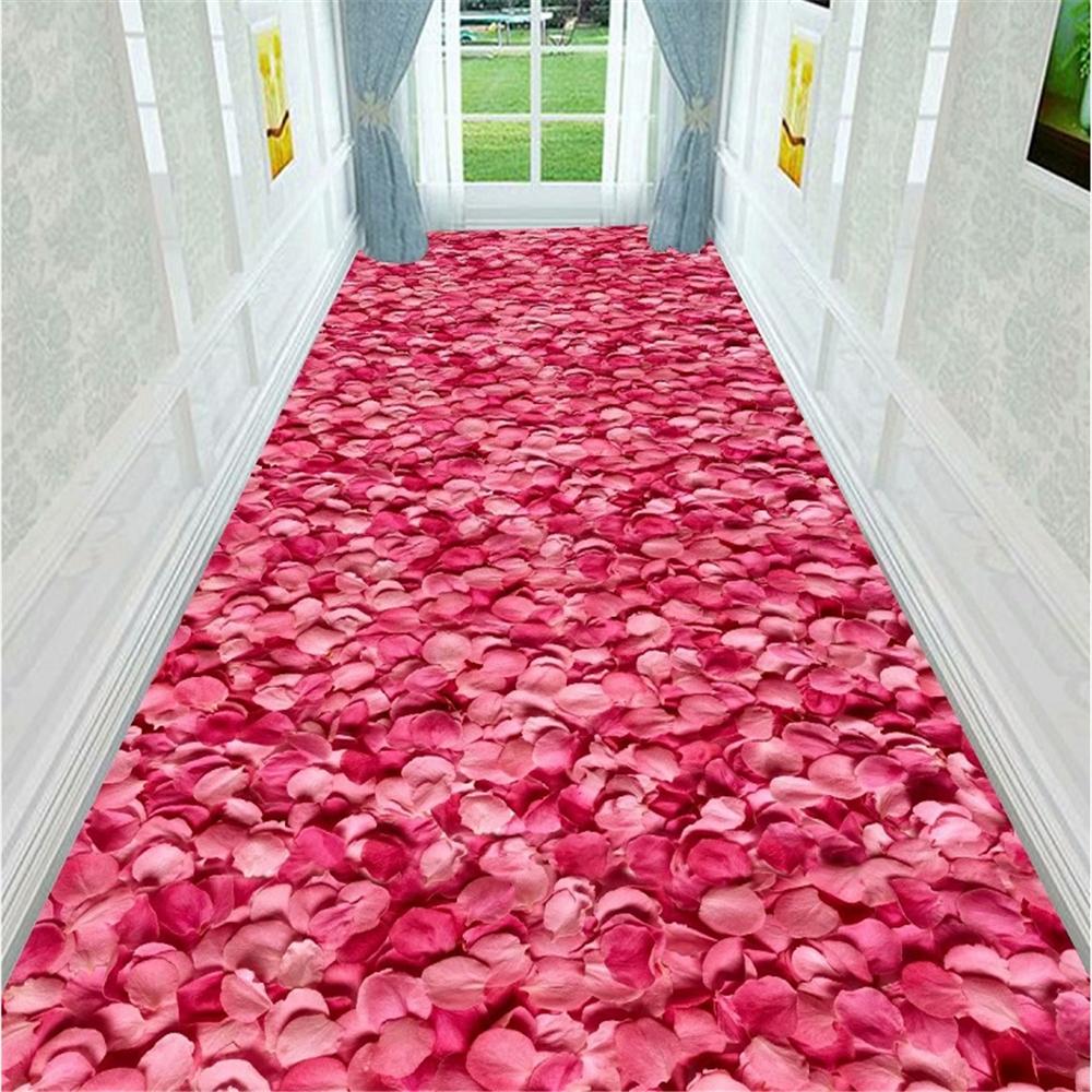 Изображение товара: Длинный коридорный ковер Bubble Kiss, Европейский коврик для коридора, гостиницы, коридора, красный цветочный узор, Домашний напольный коврик с 3D принтом для коридора, свадебные декоративные накладки