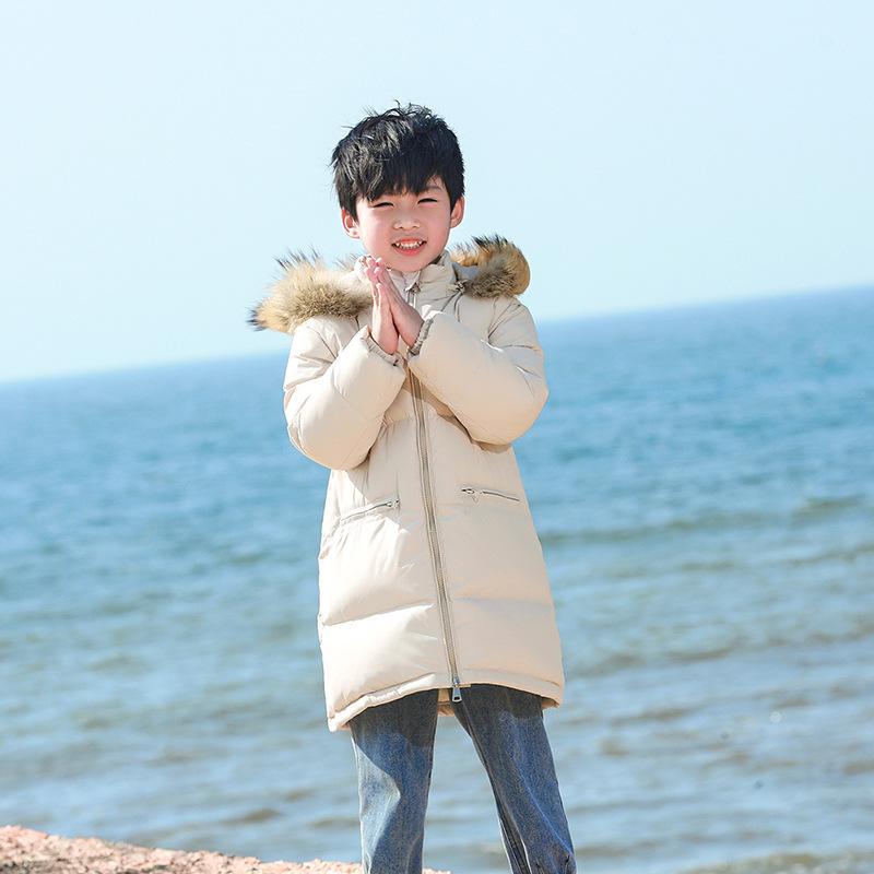 Изображение товара: Куртка детская зимняя, с большим меховым воротником, утепленная, длиной 2020 см, детские, средней