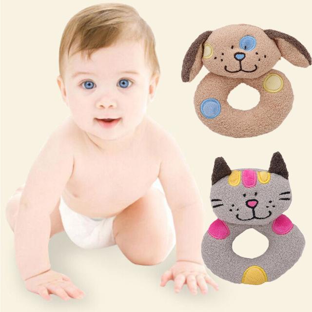Изображение товара: Детские игрушки, кошка, собака, искусственная кожа, Обучающие Мягкие плюшевые игрушки для младенцев, захватывающий шар, пазл, многофункциональный звонок 0-18 месяцев