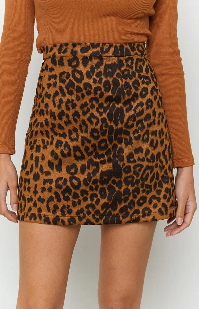 Изображение товара: Женская мини-юбка с леопардовым принтом, Осень-зима