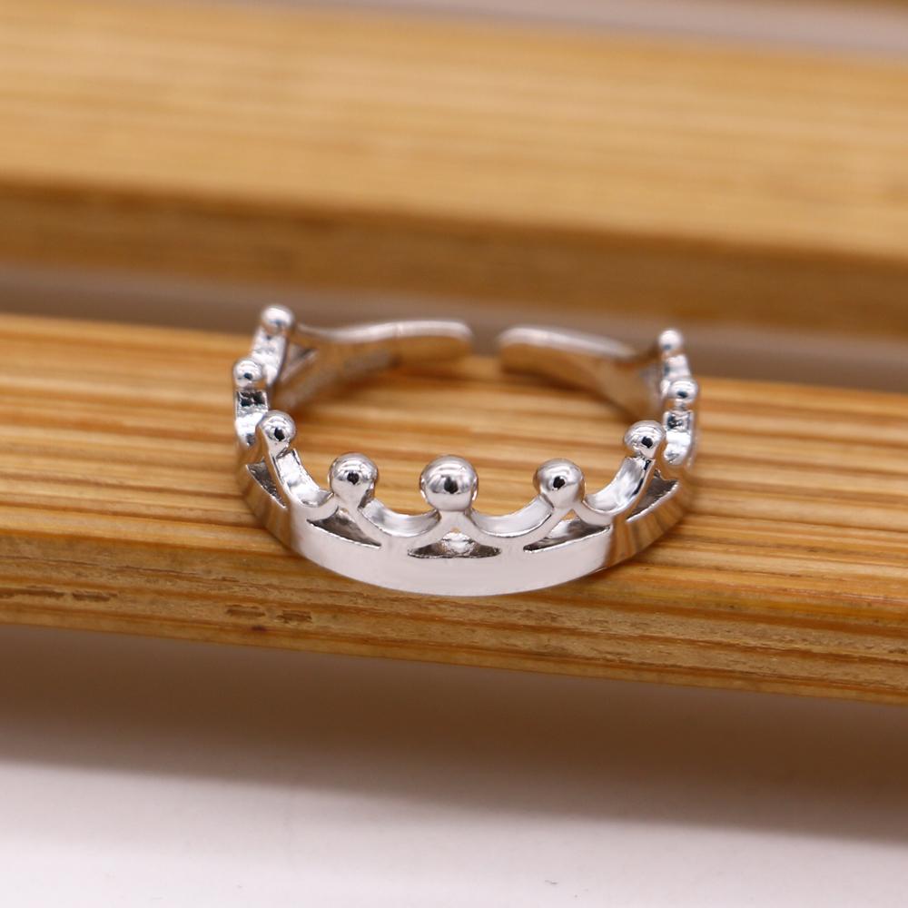 Изображение товара: Подлинное 100% 925 пробы Серебряное кольцо для женщин Корона преувеличенное открытие Регулируемые кольца украшения Anillo Ювелирные изделия Подарки
