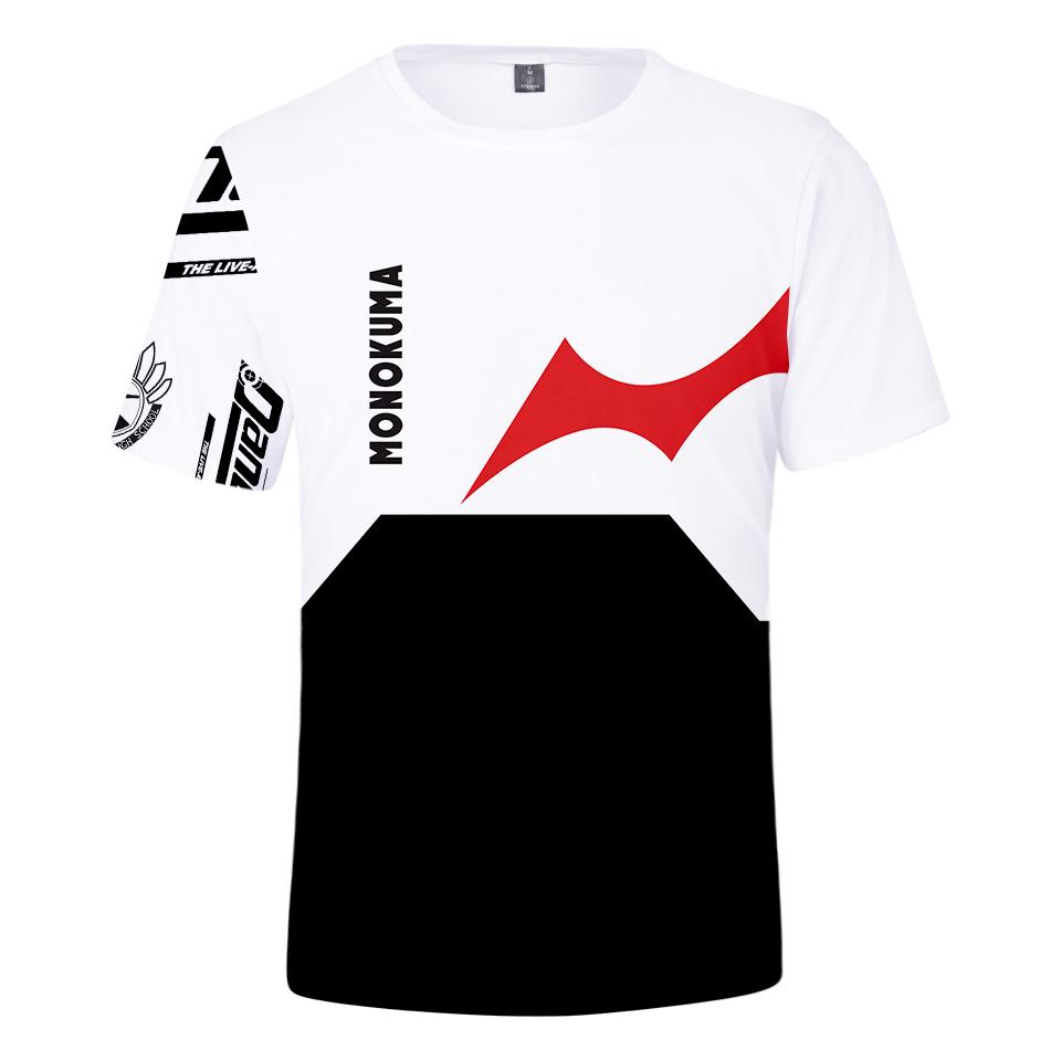 Изображение товара: Популярная черно-белая 3D футболка Монокума, мужские и женские футболки, модные детские футболки, повседневные Летние 3D футболки Монокума для мальчиков и девочек, подходящие Топы