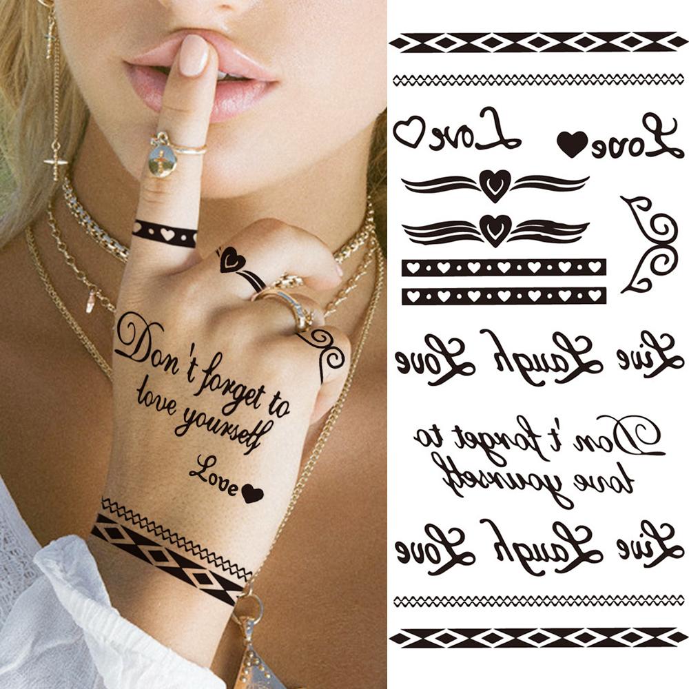 Изображение товара: Модный маленький стикер для татуировки на санскрите для женщин мужчин и детей, буквы сердца, временные искусственные татуировки, моющиеся татуировки для влюбленных