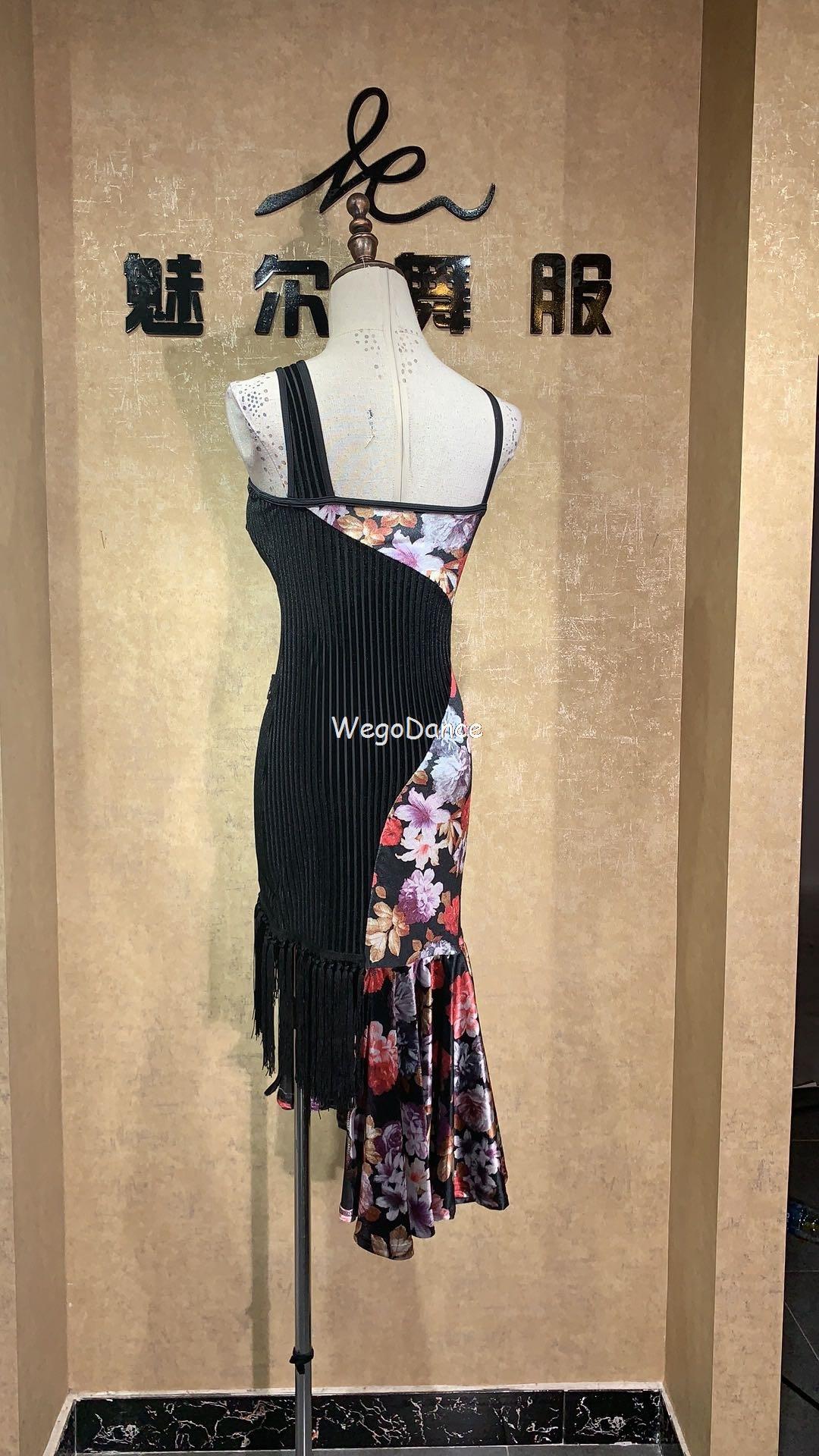 Изображение товара: Женская одежда для латиноамериканских танцев, платье для конкурсов, новые высококачественные сексуальные платья без рукавов с кисточками для выступлений