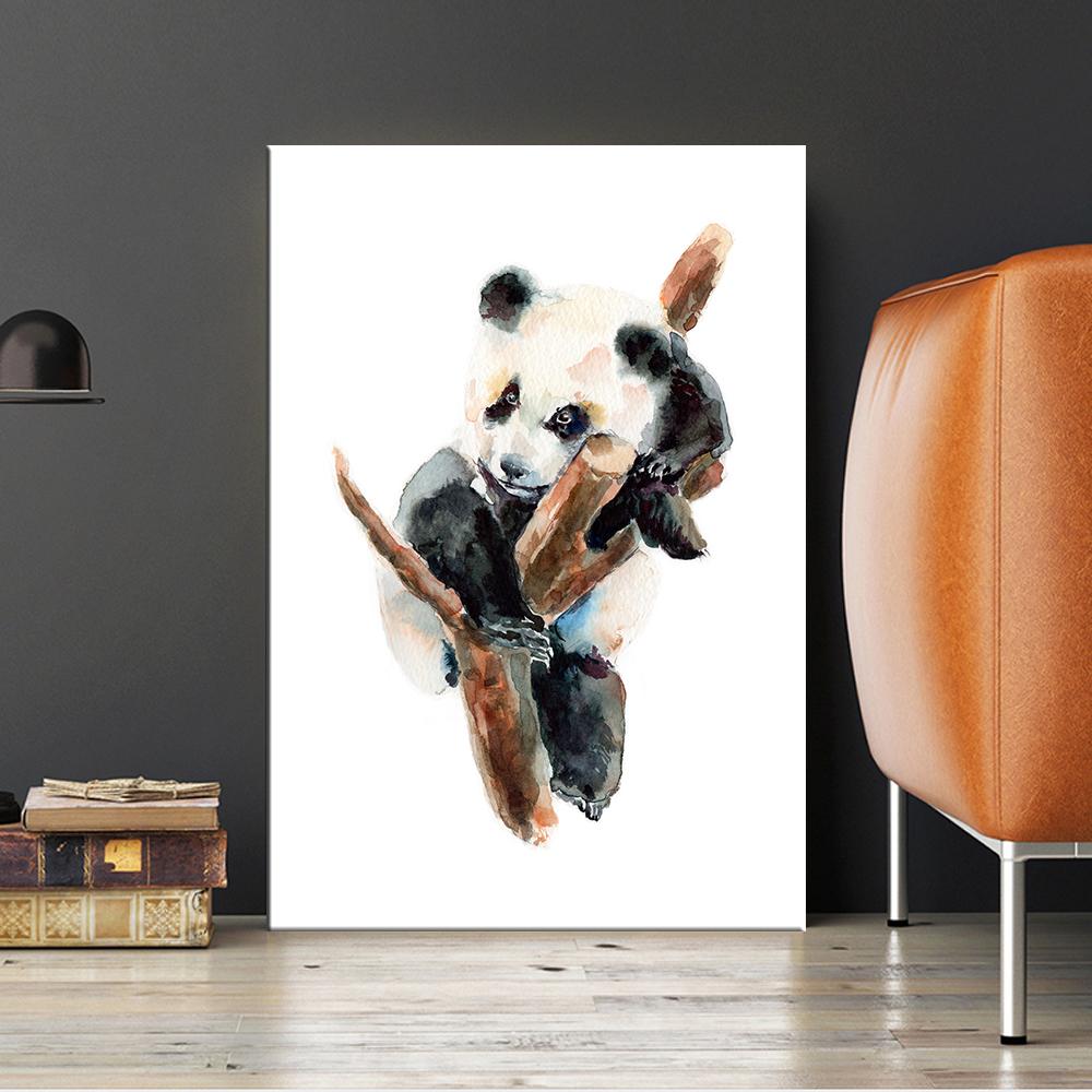 Изображение товара: Картина на холсте с изображением милой панды, черно-белые Мультяшные скандинавские плакаты и принты, Картина на холсте для детской комнаты, декор для спальни