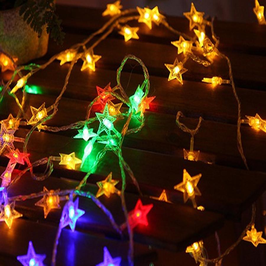 Изображение товара: Светодиодные рождественские гирлянды 5 м, 10 м, гирлянда со звездой, гирлянда с питанием от аккумулятора/штепсельной вилки европейского стандарта, светодиодный светильник ильник для рождественской елки 2019