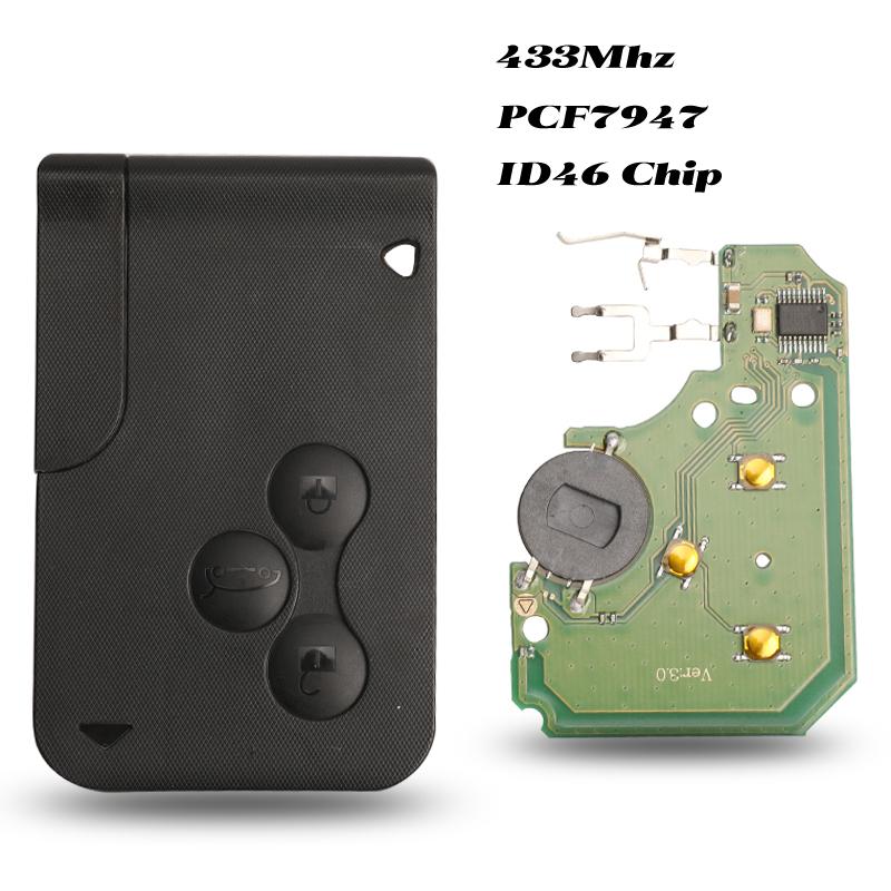 Изображение товара: Jingyuqin 3 кнопки 433 МГц ID46 PCF7947 чип со вставным лезвием пульт дистанционного управления смарт-карта ключа для Renault Megane Scenic 2003-2008