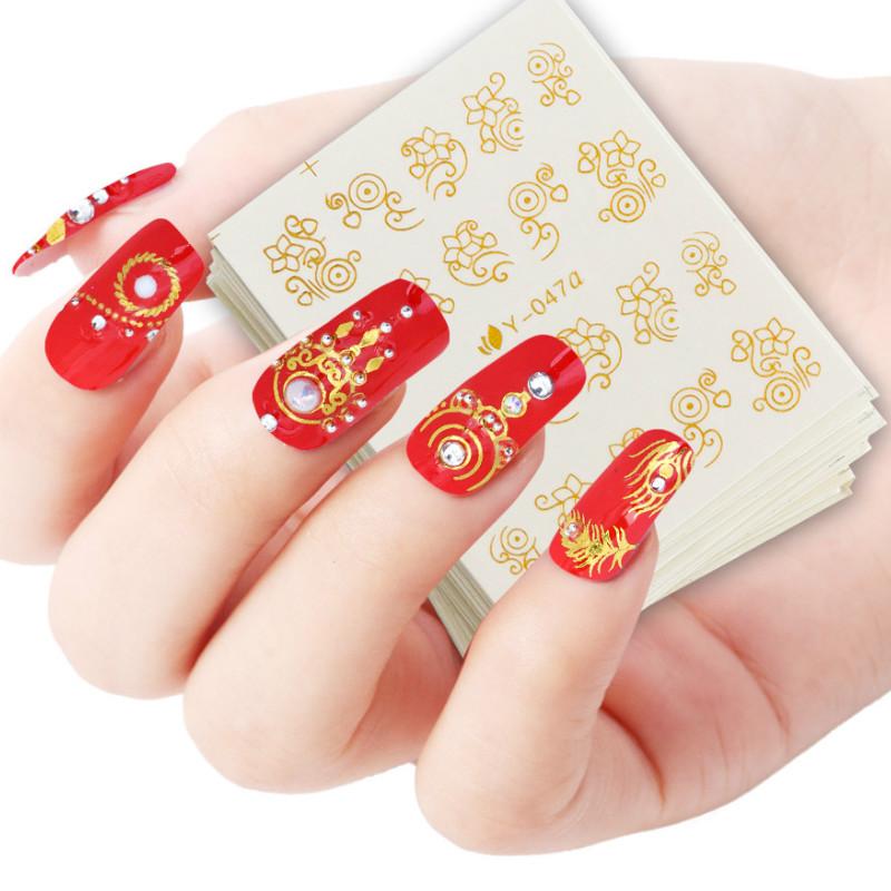 Изображение товара: 30 шт./компл. Набор наклеек для дизайна ногтей Золотой Серебряный цветок полная водная наклейка для лака драгоценный камень 3D водная наклейка для дизайна ногтей скользящая наклейка для дизайна ногтей