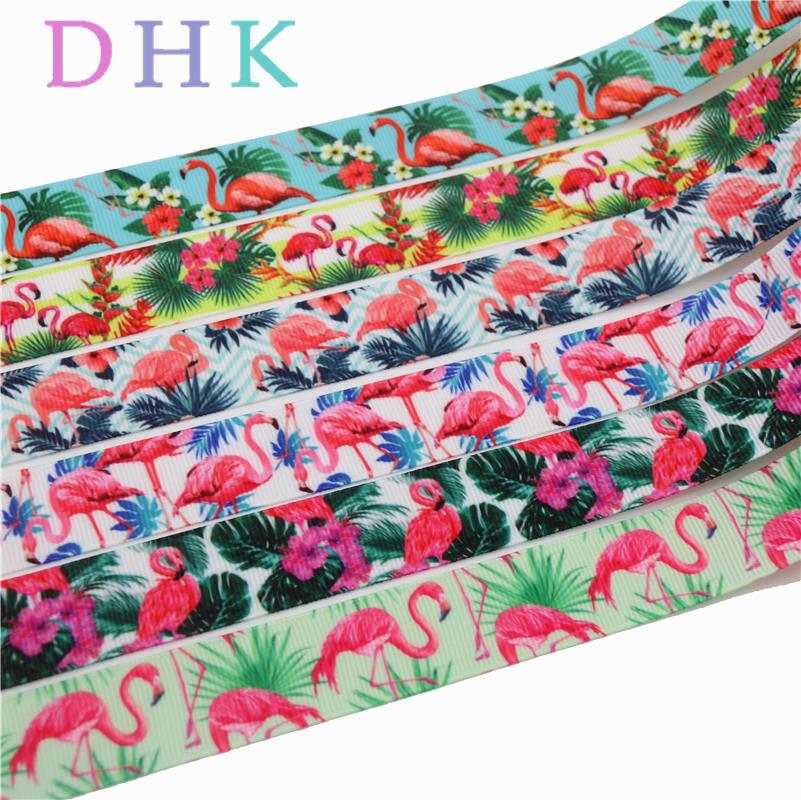 Изображение товара: DHK 7/8 ''5 ярдов, головной убор с рисунком фламинго, украшение для волос, Оптовая продажа OEM DIY E1507