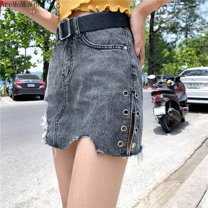 Изображение товара: Джинсовые шорты женские, летние, с завышенной талией, свободные, с дырками, широкие штанины, с низкой посадкой