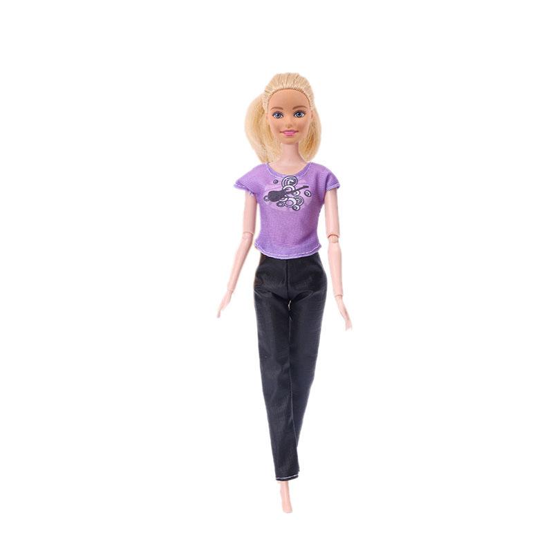 Изображение товара: Кукла Барби, одежда, топ + штаны ручной работы, женская кукла, повседневная одежда для близнецов, наряд, юбка, детская игрушка