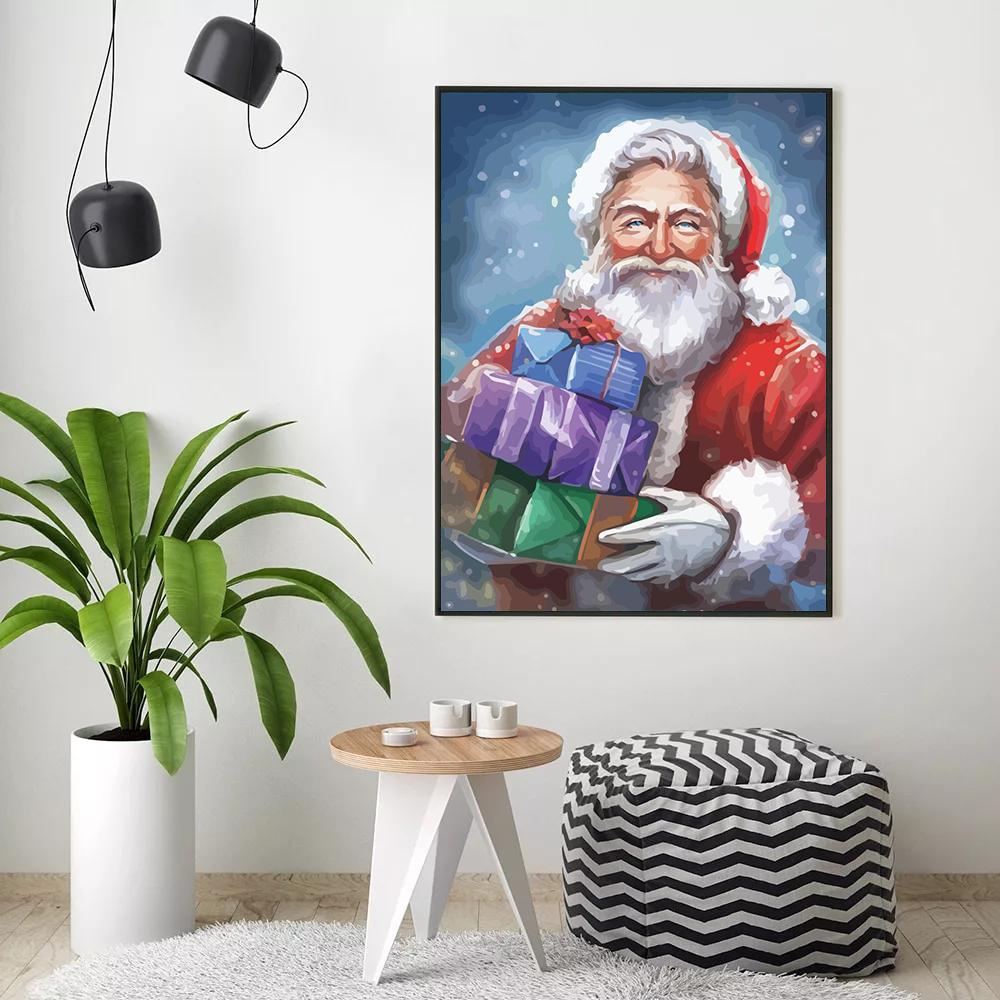Изображение товара: HUACAN картина по номеру Санта-Клаус ручная роспись украшение дома Рождественский подарок рисование на холсте DIY картинки по номеру