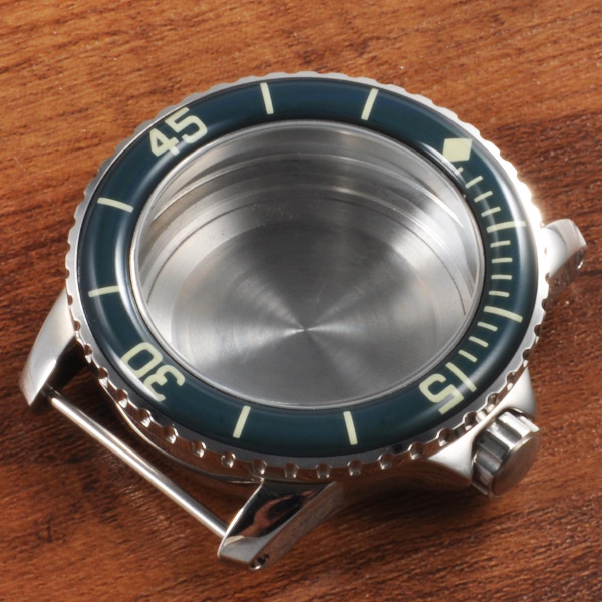 Изображение товара: Чехол для мужских часов 45 мм, асептический чехол для часов, зеленый круг, нержавеющая сталь 316L, подходит для NH35, ETA2836, Miyota 821A/8215, механические часы для мужчин