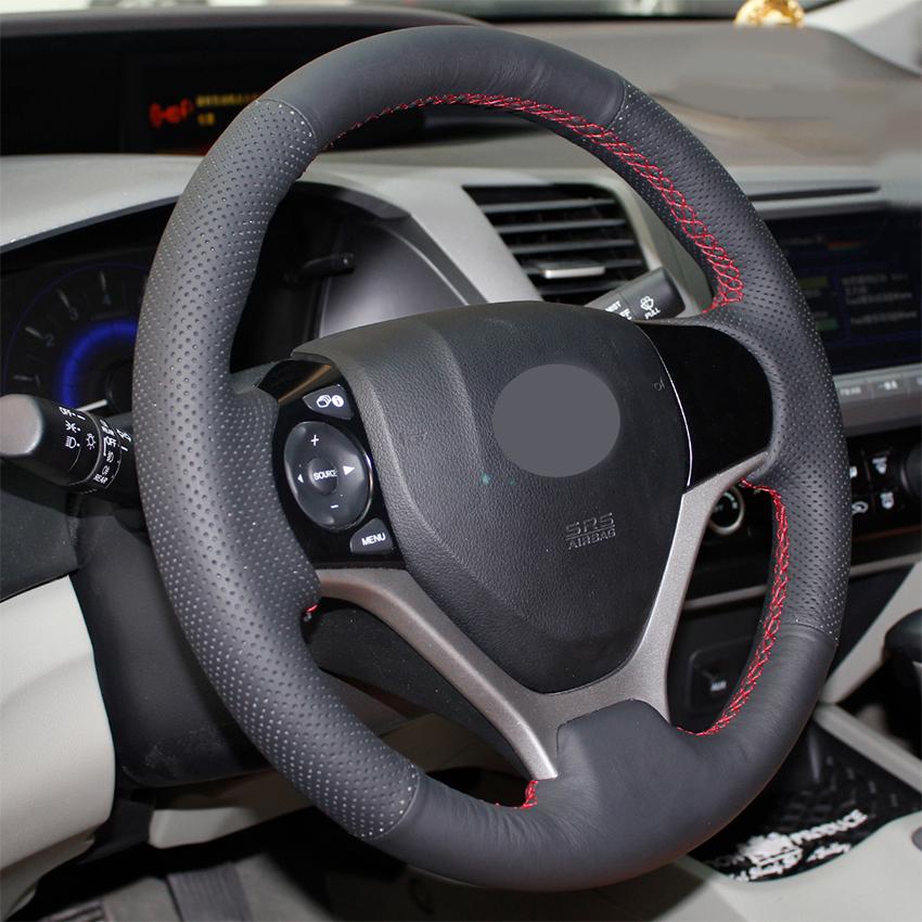 Изображение товара: Прошитая вручную черная кожаная противоскользящая искусственная кожа для Honda Civic 9 2012-2015