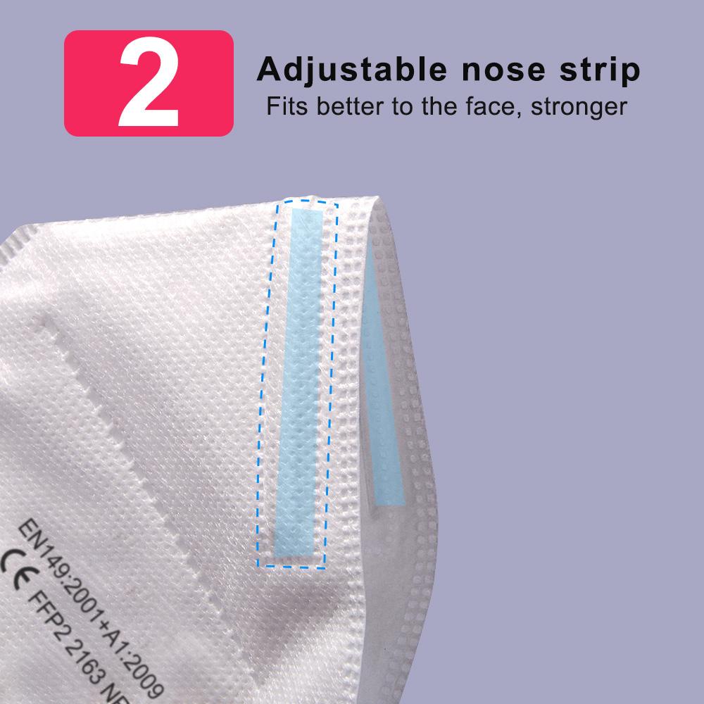 Изображение товара: Маска для лица FP2 White KN95, 5-слойная защитная маска с фильтром для защиты рта от пыли PM2.5, многоразовый респиратор для загрязнения воздуха