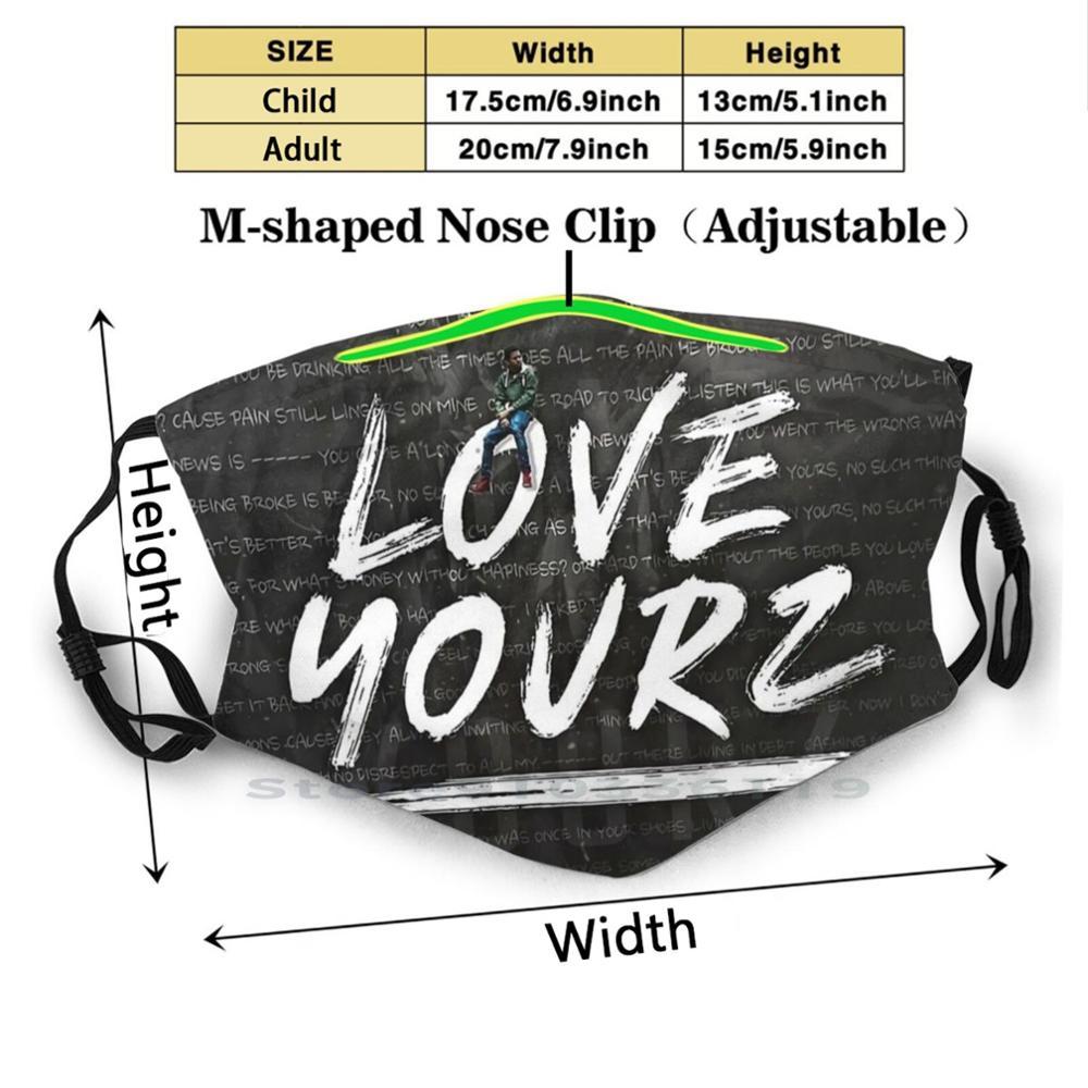 Изображение товара: Без названия, Постер любви для взрослых и детей, моющаяся смешная маска для лица с фильтром, графический дизайн J Cole Love Yourz, лирика, поп-песни