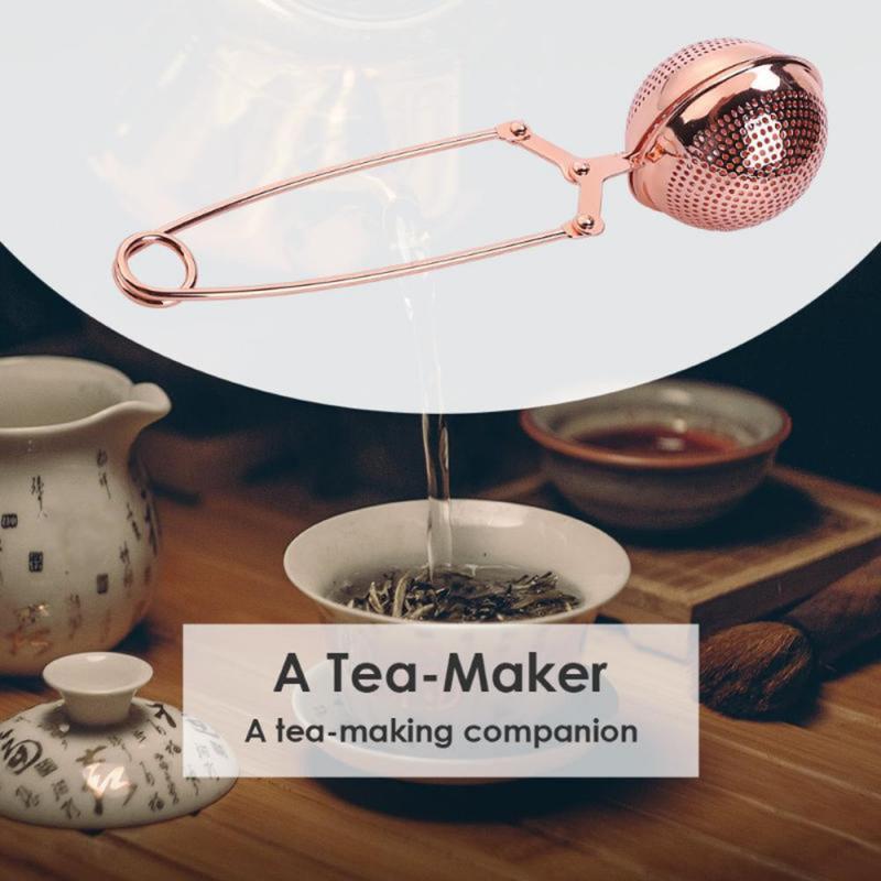 Изображение товара: Фильтрующее ситечко для кофе и чая, рассеиватель из нержавеющей стали в форме шара, розовое золото