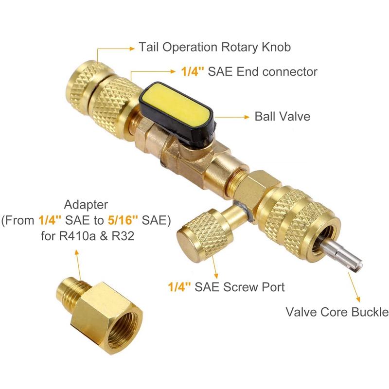 Изображение товара: R410A R22 инструмент для удаления сердечника клапана с двойным размером SAE 1/4 & 5/16 порт для R404A R407C R134A R12 R32 система HVAC