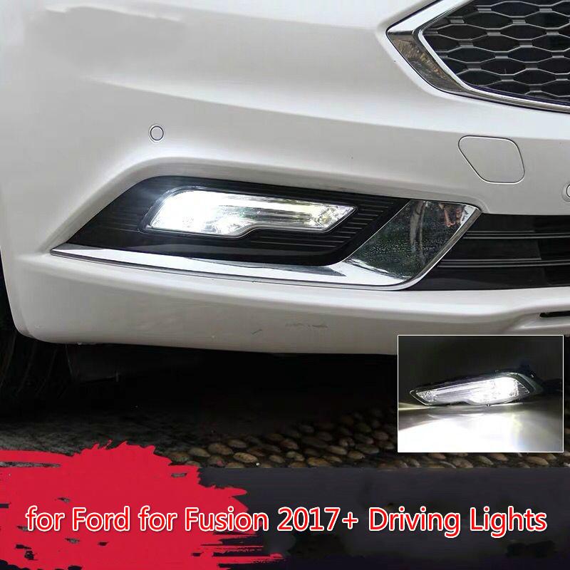 Изображение товара: 2 шт. светодиодный дневные ходовые огни DRL, противотуманные фары с проводом для Ford for Fusion 2017 + фары дальнего света
