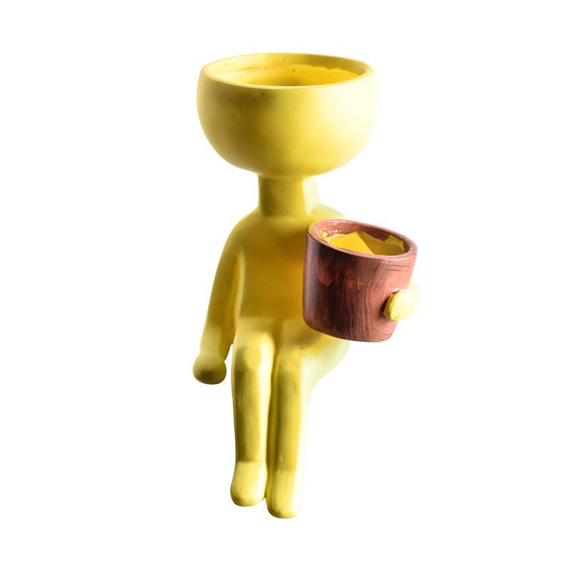 Изображение товара: Человекоидный керамический цветок Искусственные цветы в горшке корзина-ваза Керамические ремесла дизайн плантатор персонаж сидя осанка горшок контейнер