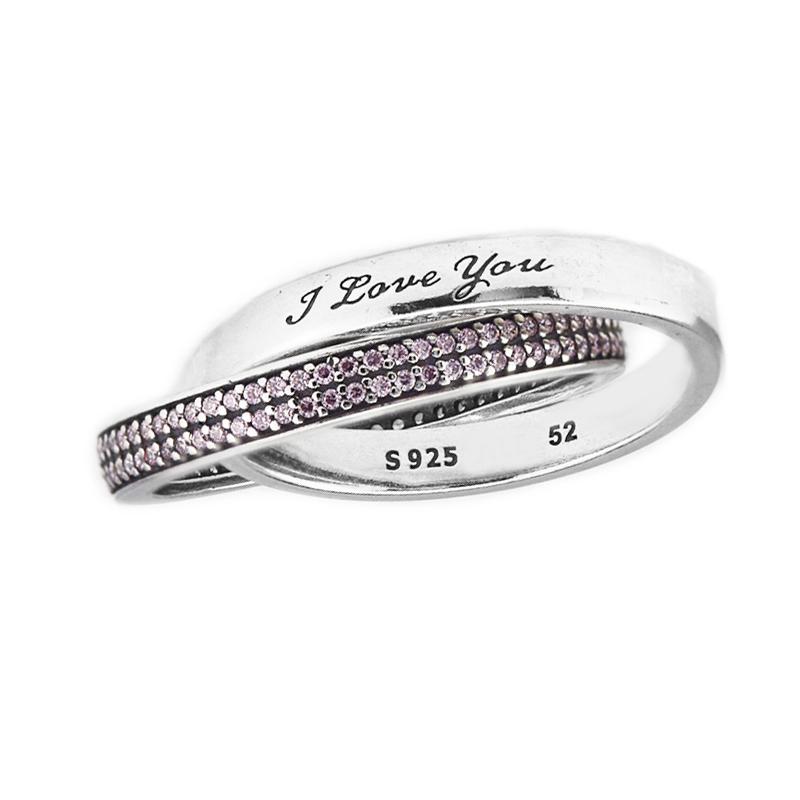Изображение товара: CKK кольцо с милым розовым бантом Обещание Кольца для мужчин и женщин Anillos Mujer 925 Серебро 925 Свадебные украшения Aneis hombre